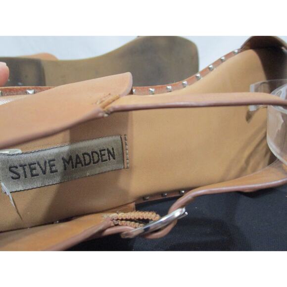 Steven Madden Brown Studded Leather Ankle Strap Sandals Women 7.5 - Picture 9 of 9